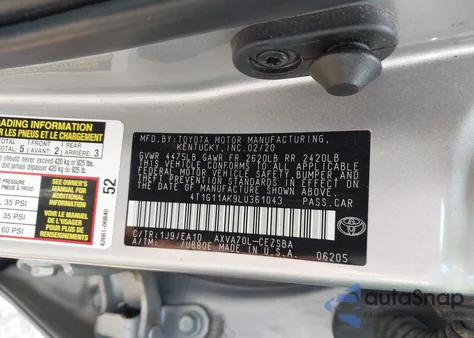 2020 Toyota Camry Se z USA, uszkodzony, nr VIN 4T1G11AK9LU361043